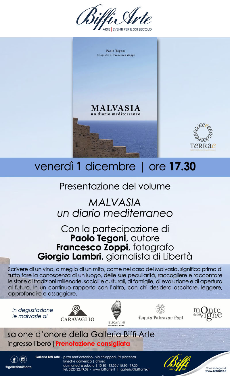 1 Dicembre 2023 - Presentazione del volume "Malvasia, un diario mediterraneo"_Con la partecipazione di Paolo Tegoni, Francesco Zoppi, Giorgio Lambri